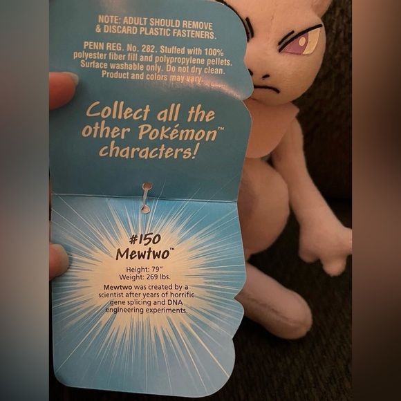 Hasbro 1998 Pokémon Beanie Plush #150 MEWTWO 6"  BNWT - Picture 4 of 4